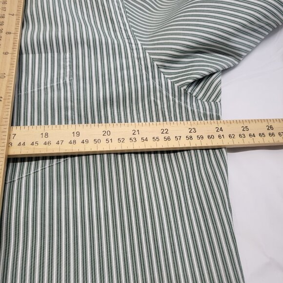 1901 Mens Dress Shirt 17 34-35 Athletic Fit Long Sleeve Cotton Striped Green - Picture 13 of 15